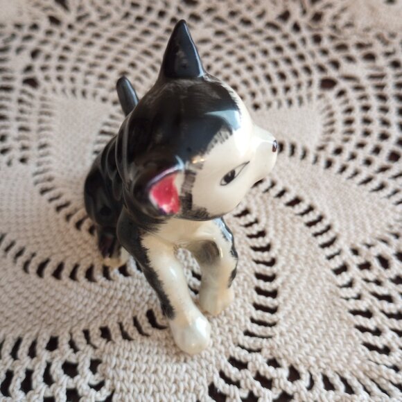 Vintage Black White Porcelain Cat Figurine Figaro - Picture 3 of 8